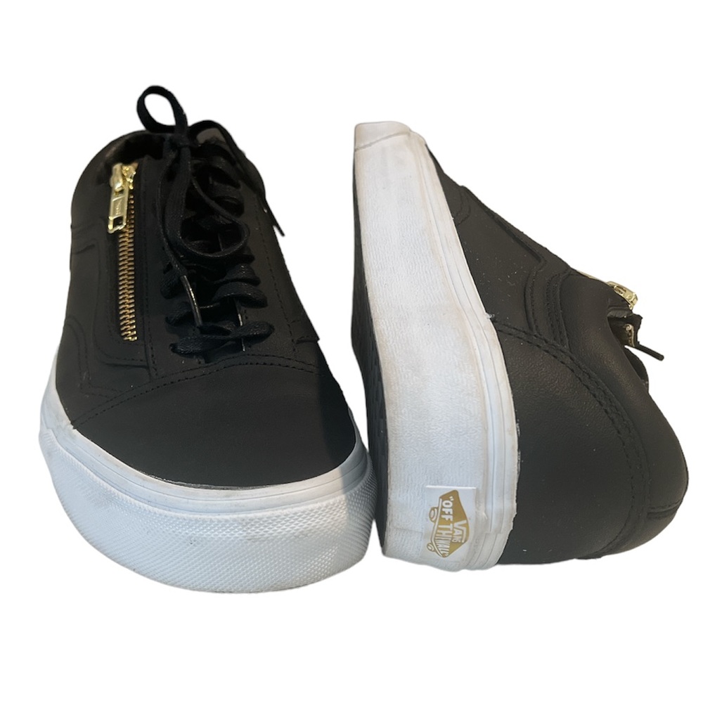 Vans Black Old Skool Zip Dz Low Top Sneaker Unisex Mens Size 7 Women’s Size 8.5